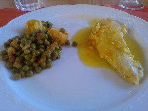 Citrus Chicken Cutlets with peas and baby new potatoes