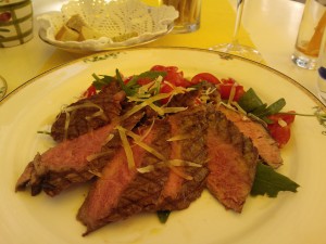 Filet of Beef with Rocket Salad, Cherry Tomatoes & Parmesan