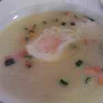 Cauliflower Soup served with a Poached Egg