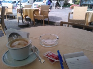 Cappuccino and writing break at Bar Savoia