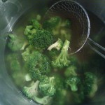 Blanching broccoli florets in chicken stock