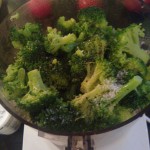 Tender broccoli seasoned with salt and pepper to be pureed