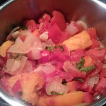 Homemade tomato sauce cooking on the stove