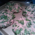 Turkey-Spinach burgers ready to be grilled
