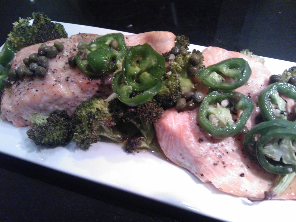 Bon Appetit's 'Roast Salmon & Broccoli with Chile-Caper Vinaigrette'