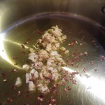 The minced garlic and ginger, read to be sautéed 