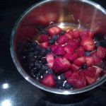 The berries, vanilla & maple syrup for the compote