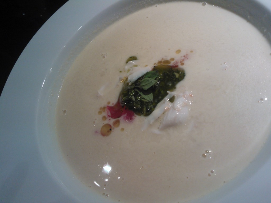 Chef John Besh's 'Fennel Soup with Crab & Pistou', from Louisiana Cookin'