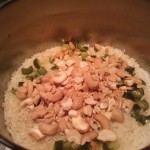 The white rice studded with Serrano pepper and cashews