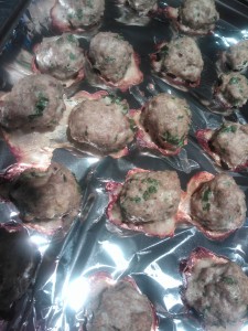 Turkey meatballs filled with parsley and ricotta cheese
