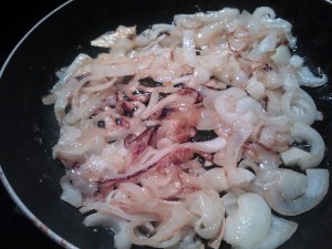 Caramelizing the onions in olive oil & butter