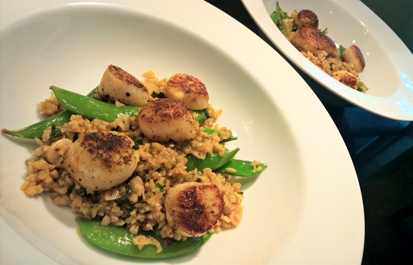 Curried Scallops with Freekeh