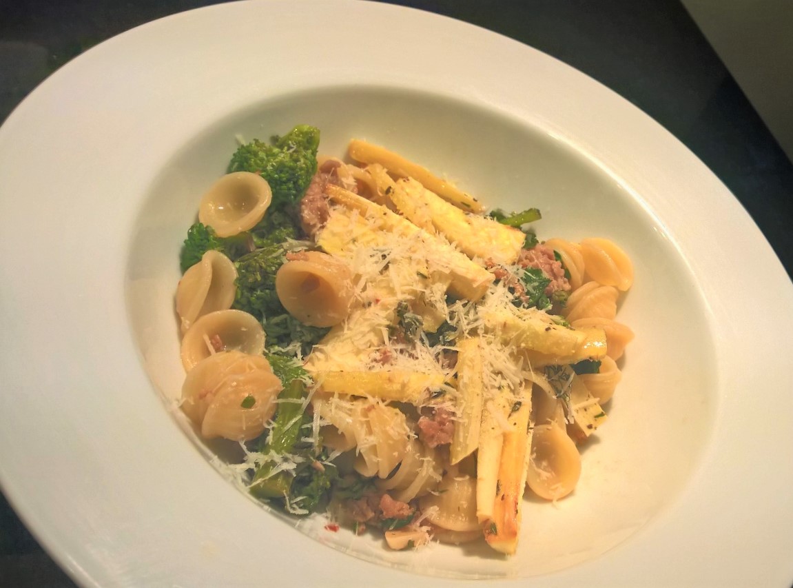 orecchiette-with-sausage-brocc-rabe-and-parsnips
